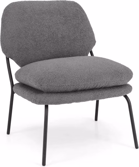 Poltrona decorativa senza braccioli 58 x 54 x 77 cm seduta ergonomica stile moderno in tessuto pile grigio 20_0012096