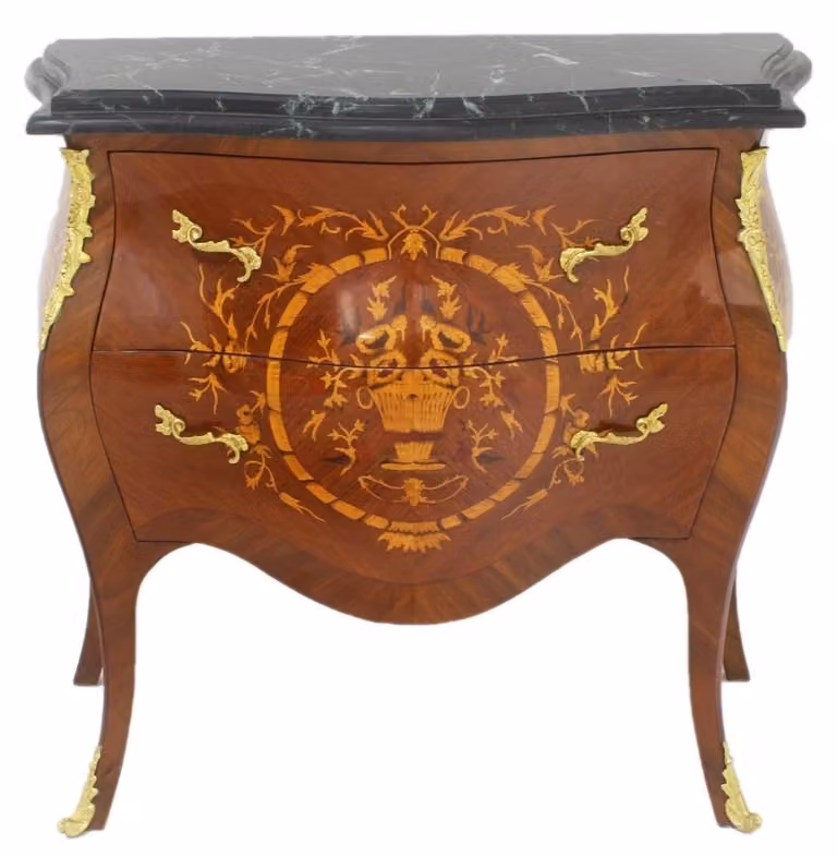 Casa Padrino Cassettiera barocca marrone / oro / nero 95 x 45 x h. 85 cm - Cassettiera artigianale in legno massiccio con 2 cassetti e piano in marmo - Mobili barocchi