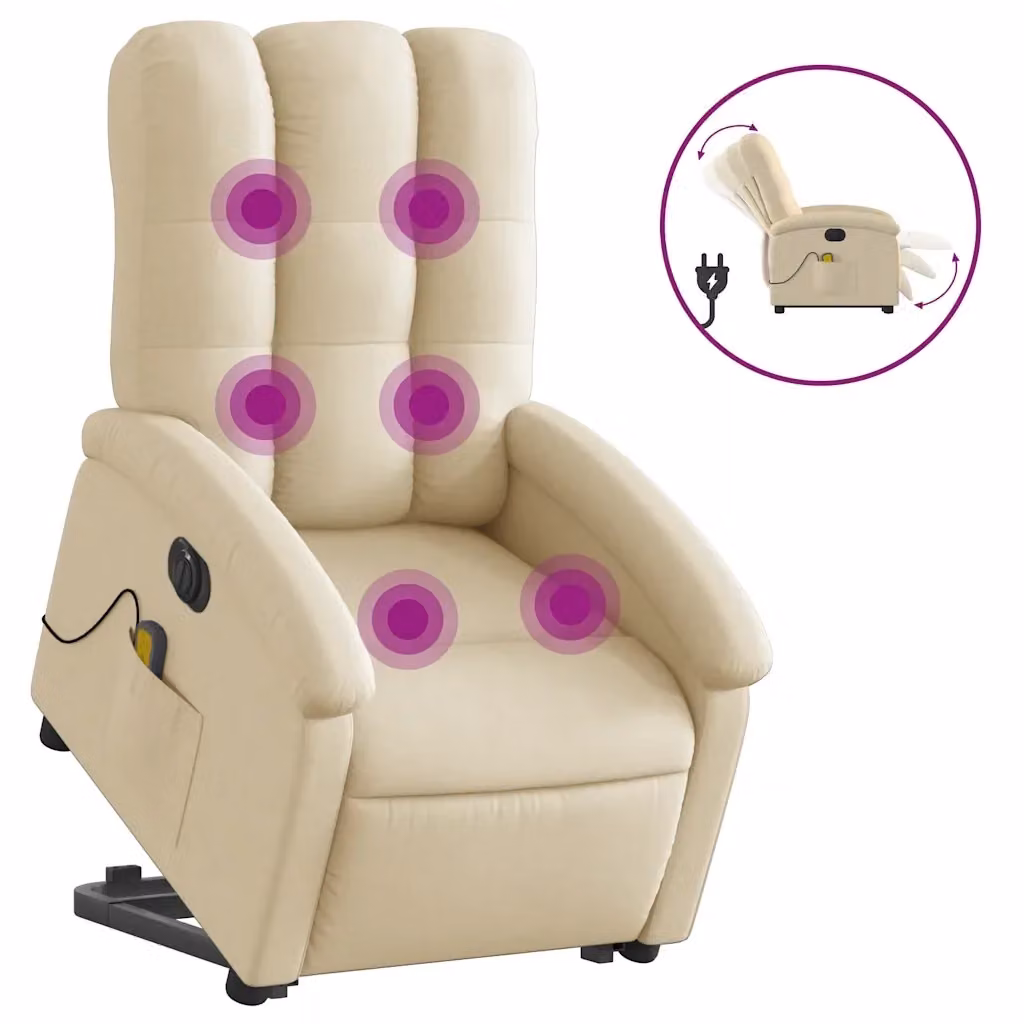 Poltrona Alzapersona Elettrica Massaggiante vidaXL in Tessuto Beige – 2