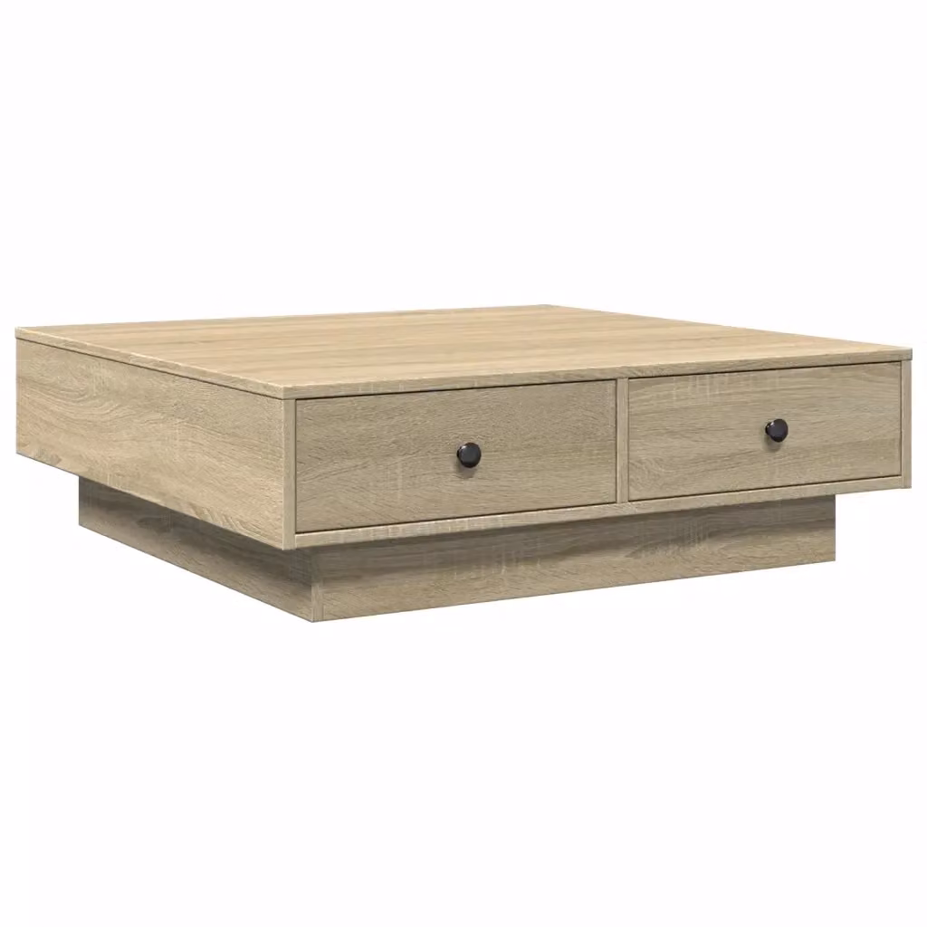 Tavolino da salotto quadrato vidaXL in legno e metallo color rovere, L/P/H: 90 x 90 x 28 cm – 2