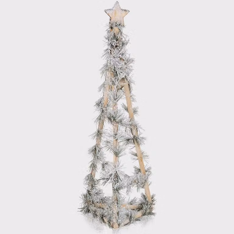 Albero di Natale a cono in legno da 68 cm con luci a LED