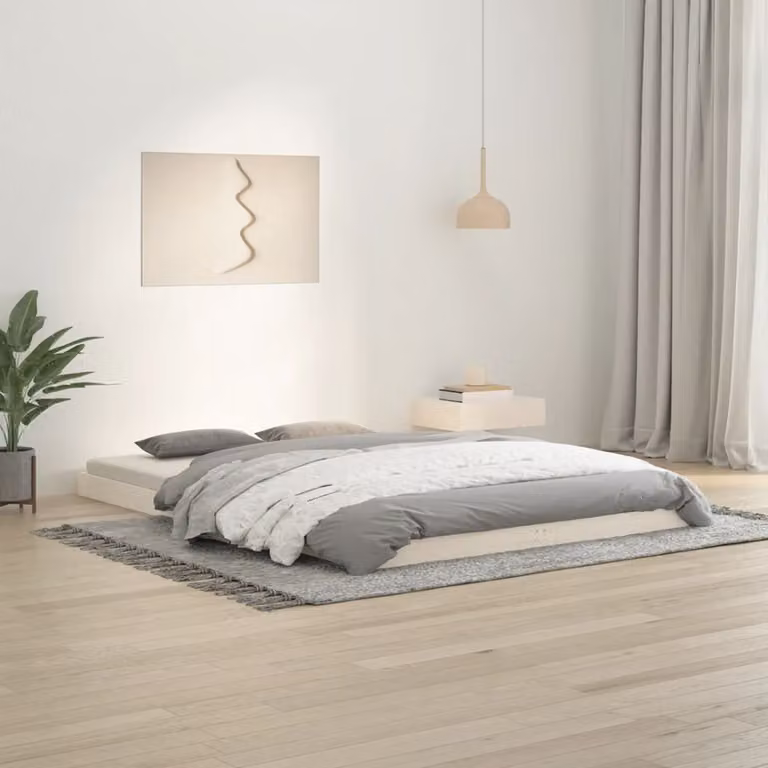 vidaXL Letto in legno massiccio bianco 140x200 cm pino - struttura letto - letto - letto camera da letto