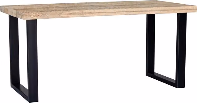 Tavolo da pranzo rettangolare con piano in mango naturale e gambe 160x80x76