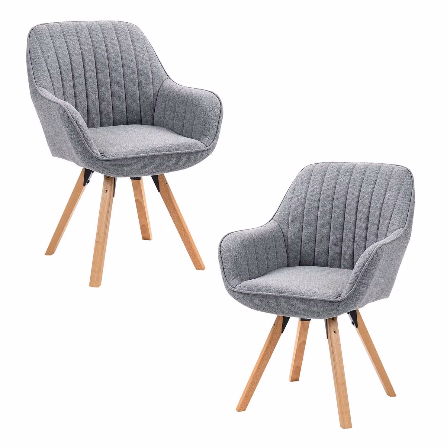 Meubles Cosy - Set di 2 comode sedie da pranzo in tessuto grigio con rotazione a 360° - CARSON