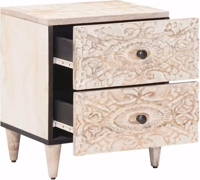 Set di 2 Comodini | Armadio da Notte | Mobiletto da notte con cassetto Bianco 40 x 33,5 x 46 cm