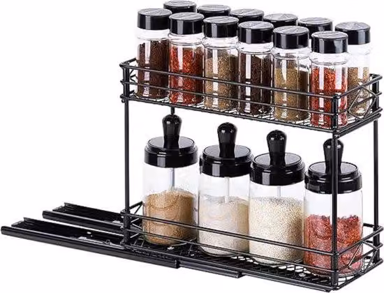 Famanu: scaffale a due livelli per erbe aromatiche, estensibile, salvaspazio, ideale per cucina e bagno