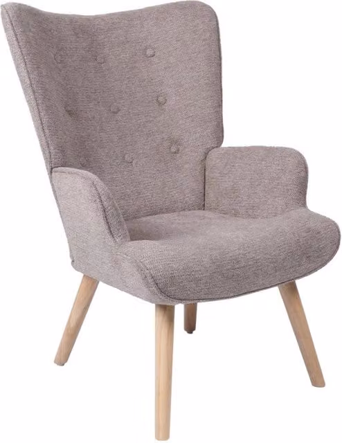 Poltrona Rijeka In Tessuto Marrone Gambe Legno Naturale Dimensione 75x68x96cm