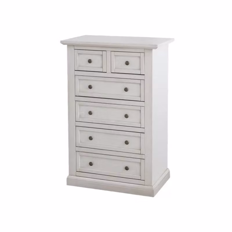 Cassettiera con 6 cassetti in legno stile shabby chic bianco anticato Mobili 2G L: 62 cm, P: 37 cm, H: 93 cm – 1