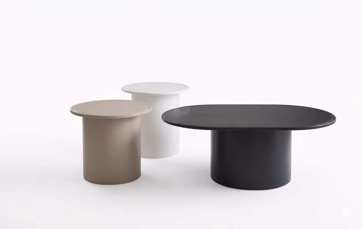 Set di tavolini da caffè, bianco e nero, stile moderno, struttura in metallo, nuovi