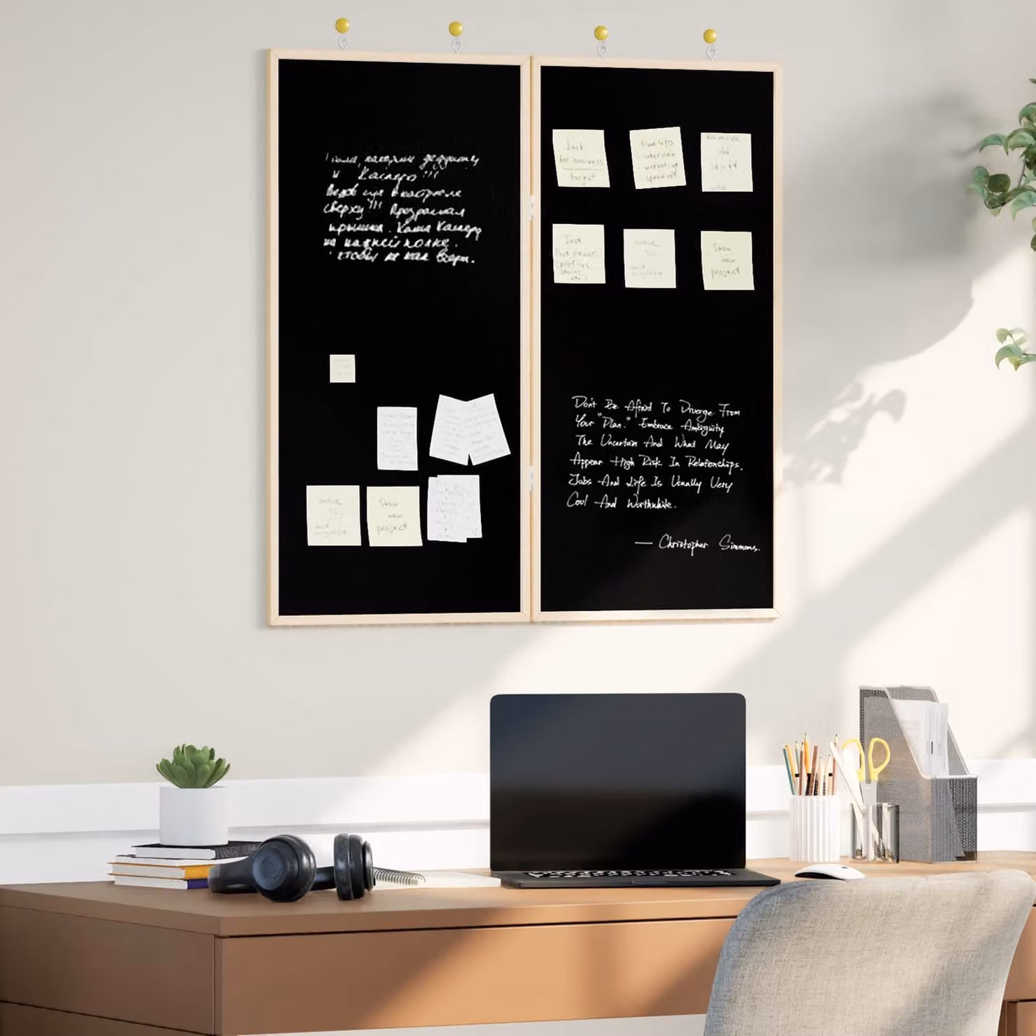 Bacheca degli Annunci vidaXL in Legno di Pino Massello e Lavagna Nera, L 80 cm x H 80 cm x P 1.4 cm