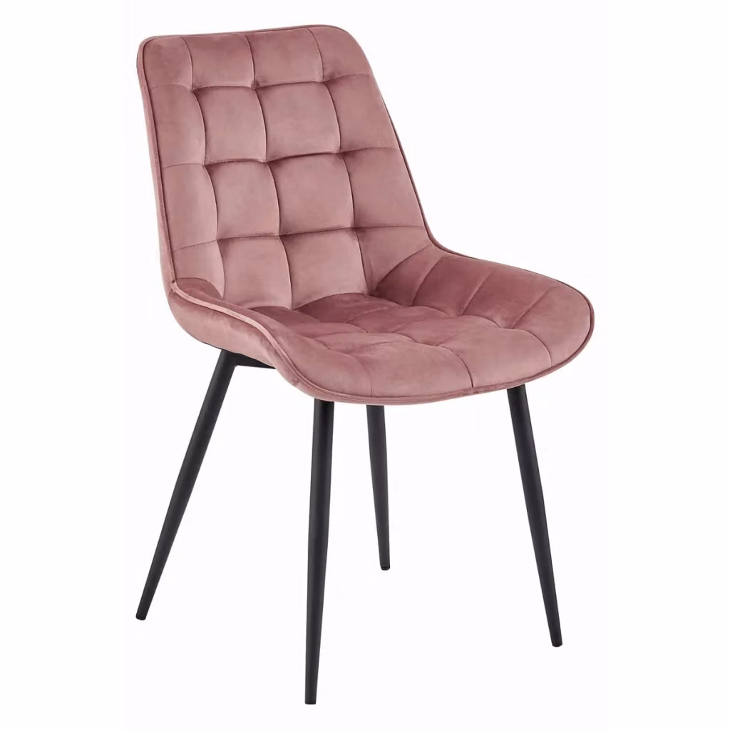 Set di 3 sedie moderne Kendra Home in velluto rosa con struttura in metallo nero – 2