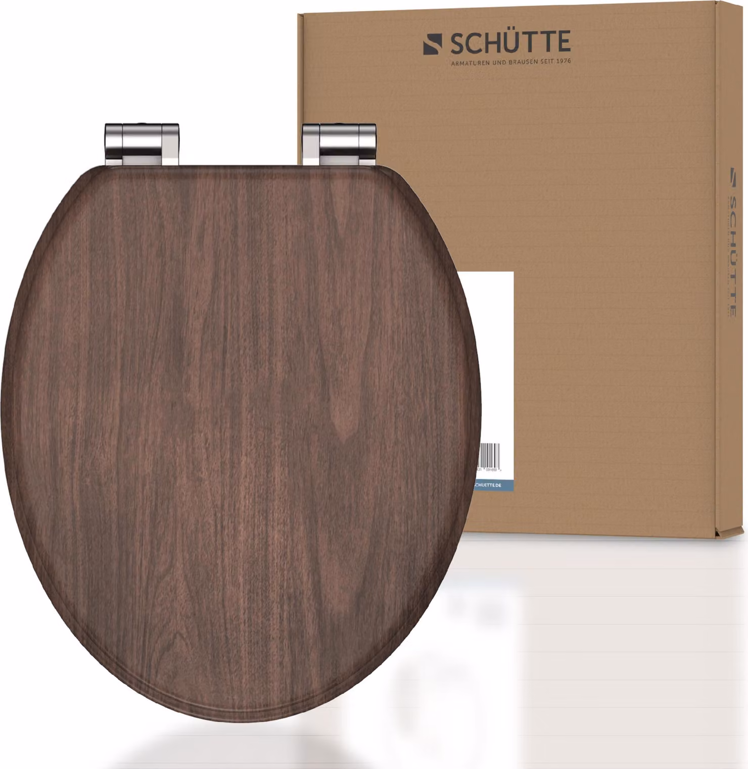 Sedile per WC SCHÜTTE in MDF LEGNO SCURO, sedile per WC con chiusura morbida