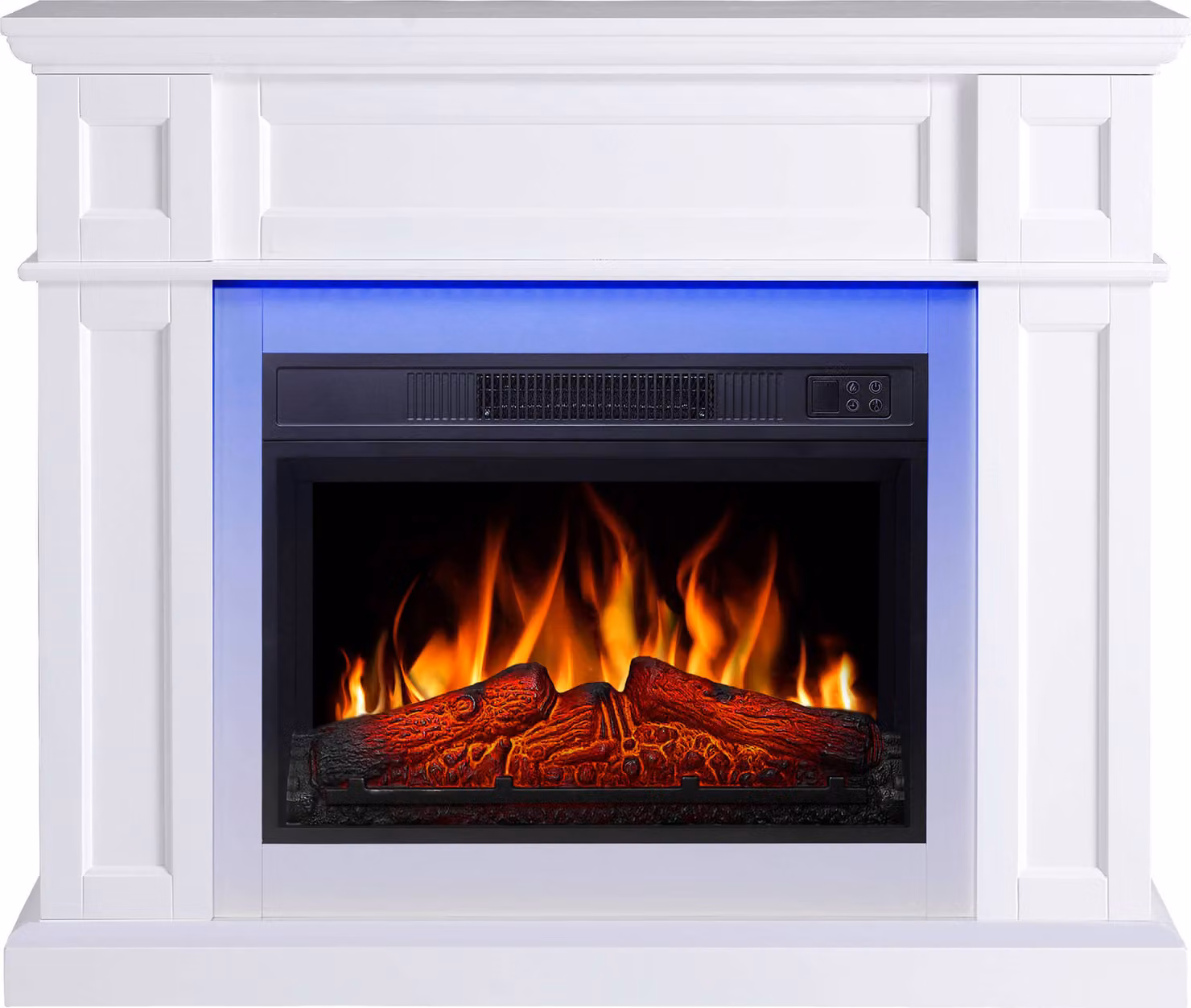 Caminetto elettrico ArtiFlame LINZ AF23S Caminetto elettrico da appoggio con funzione riscaldante da 18 W, effetto fiamma realistico, illuminazione a LED in 16 colori, telecomando, bianco