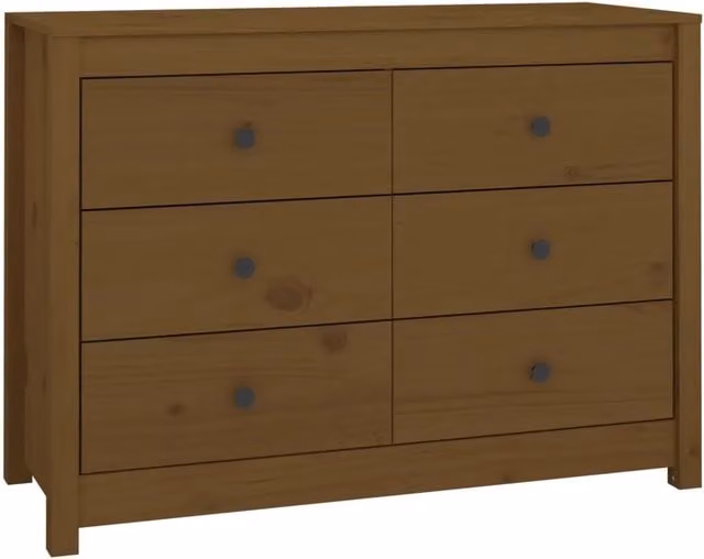 Armadio laterale in legno massello di pino comoda organizzazione 100 x 40 x 72 cm stile rustico in legno marrone miele 02_0048459