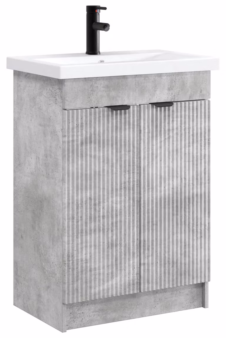 Set di mobili da bagno in grigio cemento, dimensioni 78,5 x 37,5 x 81 cm
