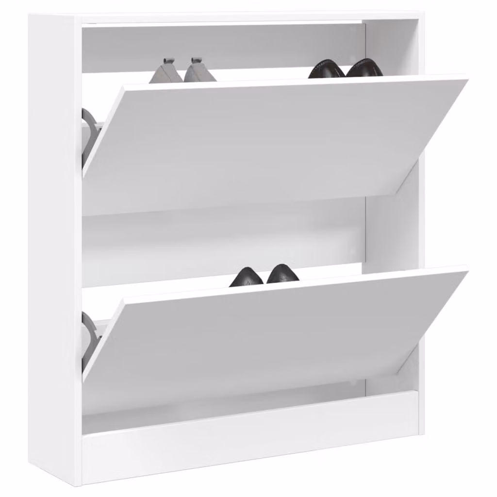Scarpiera bianca vidaXL in legno con ante a ribalta per ingresso e soggiorno L: 80 cm, P: 21 cm, H: 87,5 cm