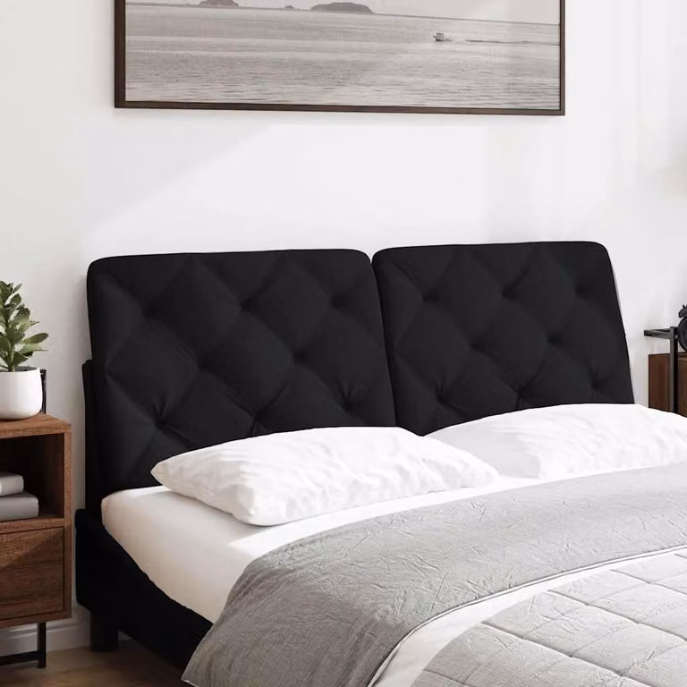 vidaXL Cuscino Testiera Nero 140 cm in Tessuto