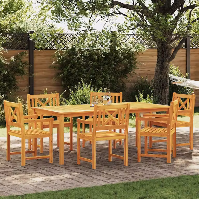 Set da pranzo per giardino vidaXL in legno di acacia marrone, 7 pezzi