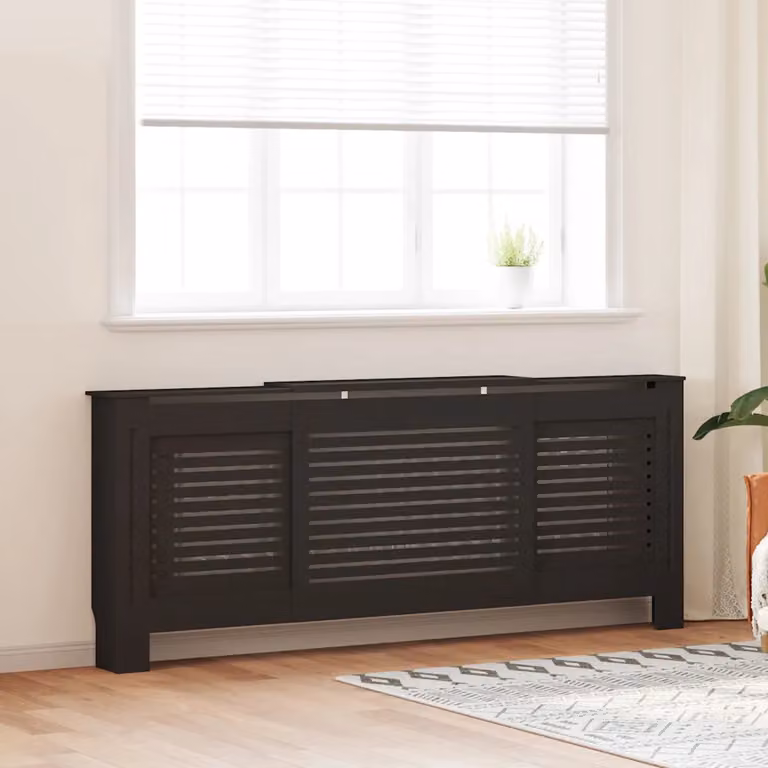 Copertura per radiatore vidaXL in MDF nera L: 205 cm