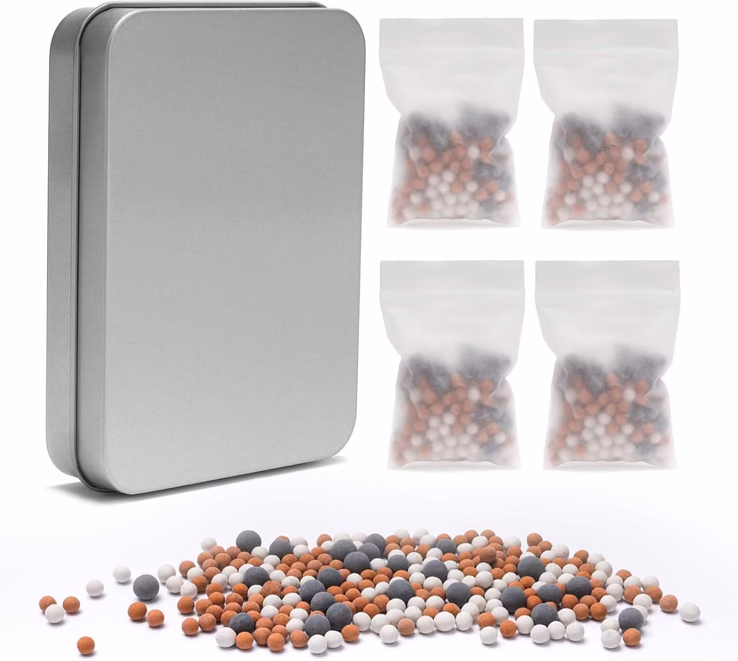 Perle minerali - Kit di ricarica per soffione doccia - Soffione doccia - Filtro anticalcare - Le pietre filtranti hanno proprietà antibatteriche - Filtro a ioni