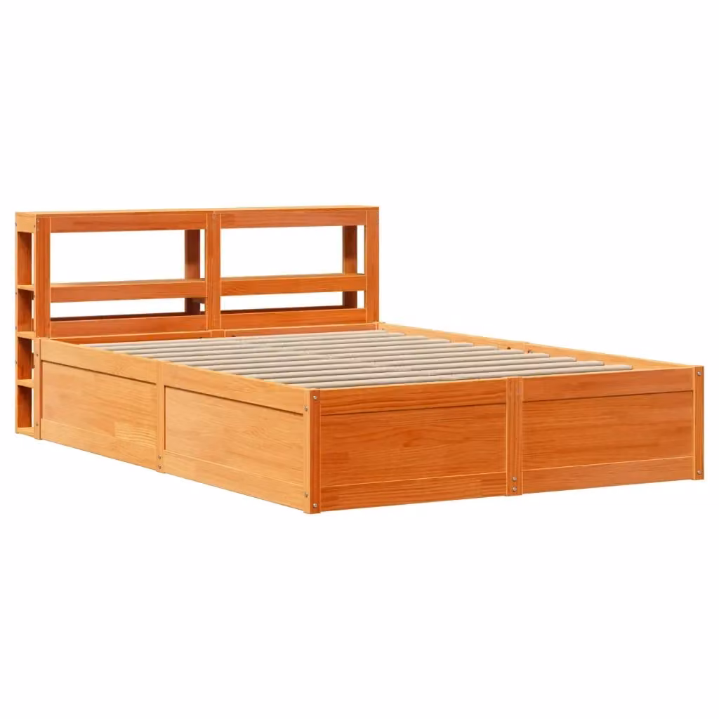 Letto con Testiera in Legno Massello di Pino Marrone Cera vidaXL L/P/H: 140 x 200 cm – 2