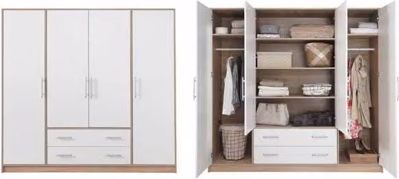 Armadio Armadio ad ante battenti Smart 200x56x190cm rovere Sonoma bianco 4 ante