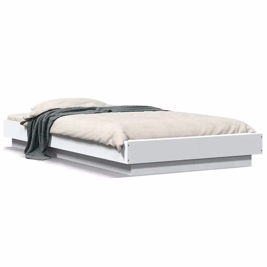 Letto singolo vidaXL bianco con luci LED sottobed e porta di ricarica USB in legno, L 200 cm x P 100 cm – 2