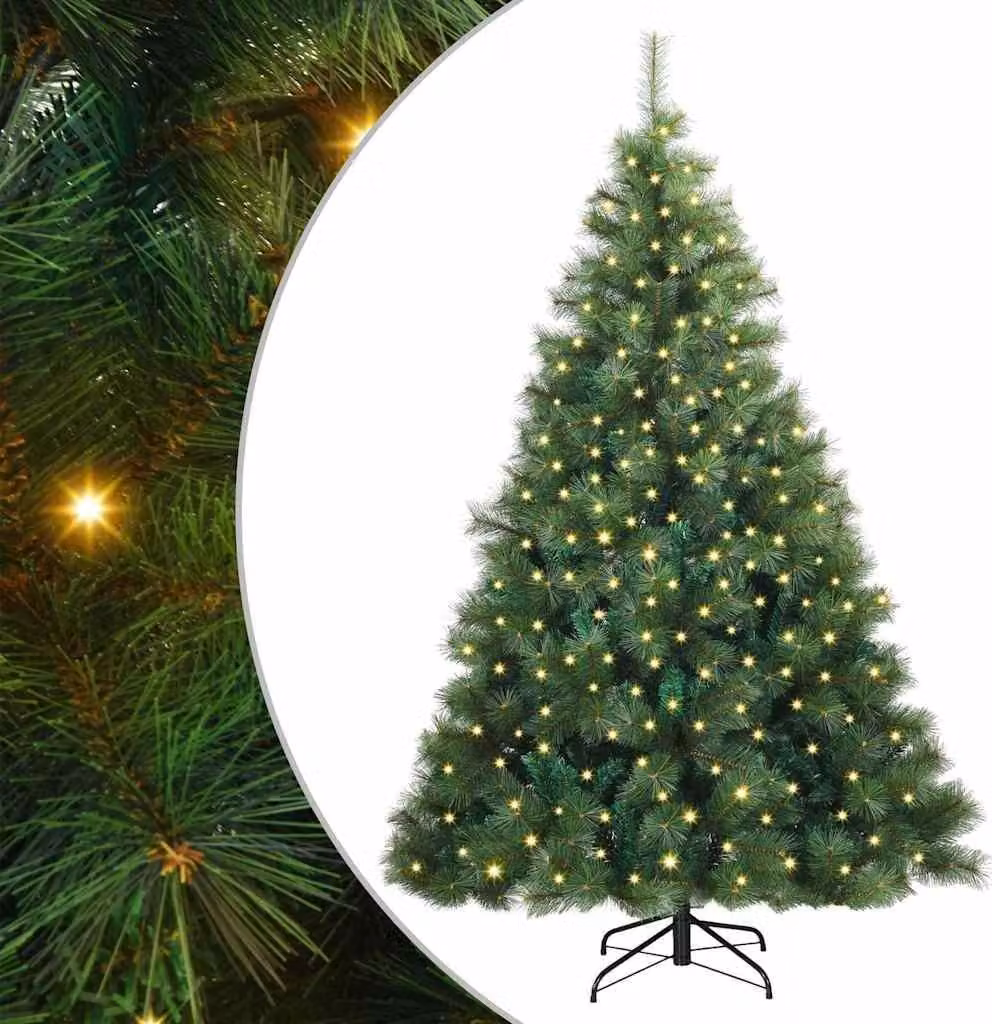 Albero di Natale artificiale con 300 LED Verde 180 cm PE e PVC