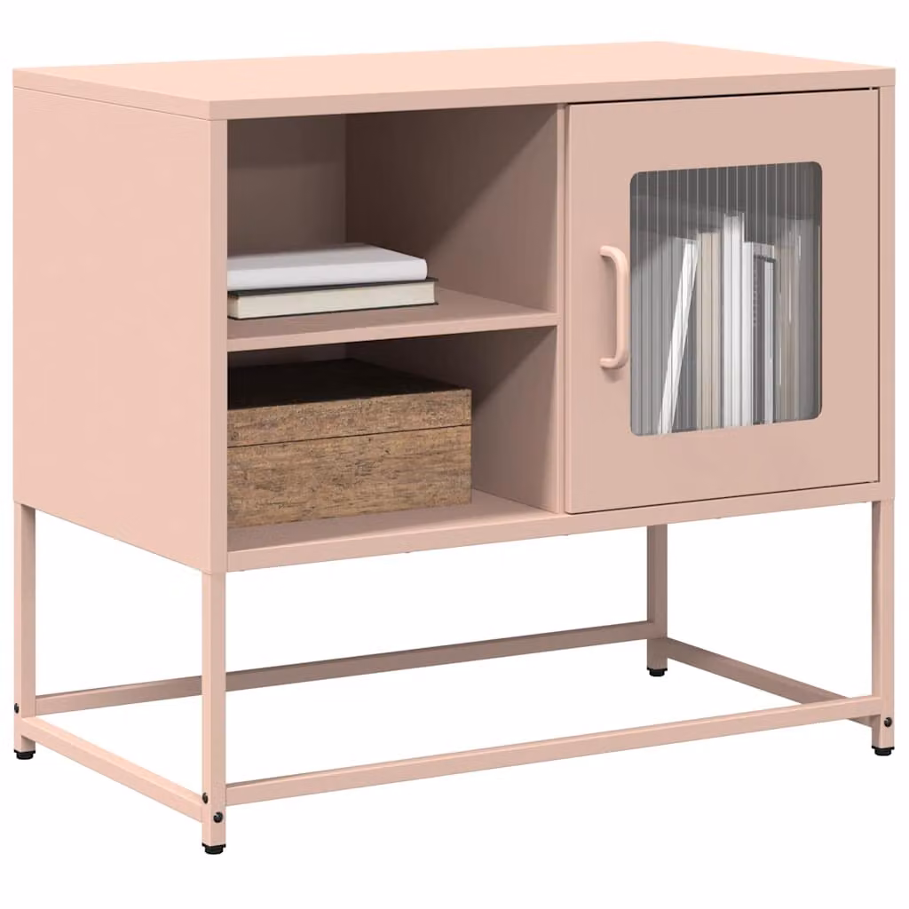 Mobile TV vidaXL in metallo e MDF rosa L: 68 cm, P: 39 cm, H: 60,5 cm