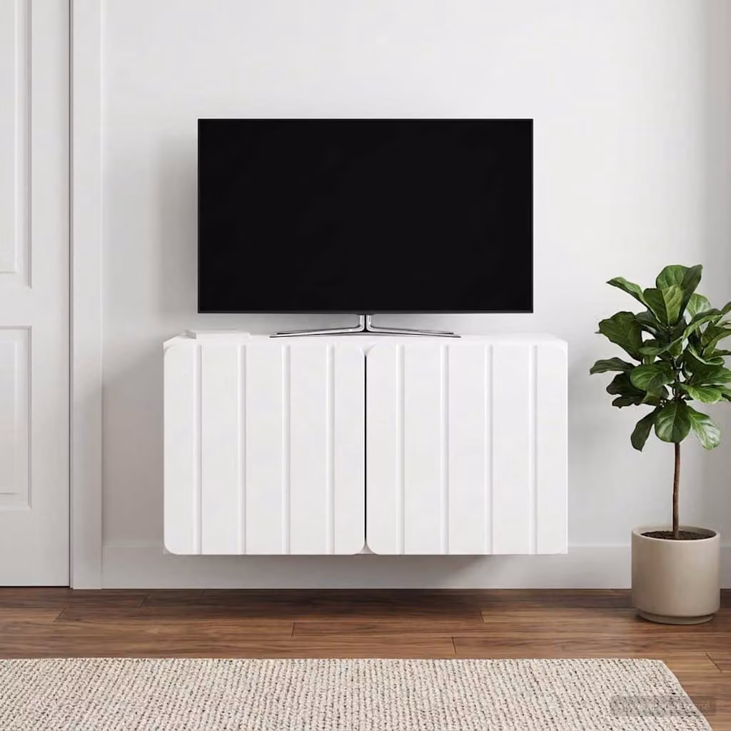 vidaXL Mobile Porta TV da Muro Bianco Lucido L: 59,5 cm, P: 31 cm, H: 30 cm