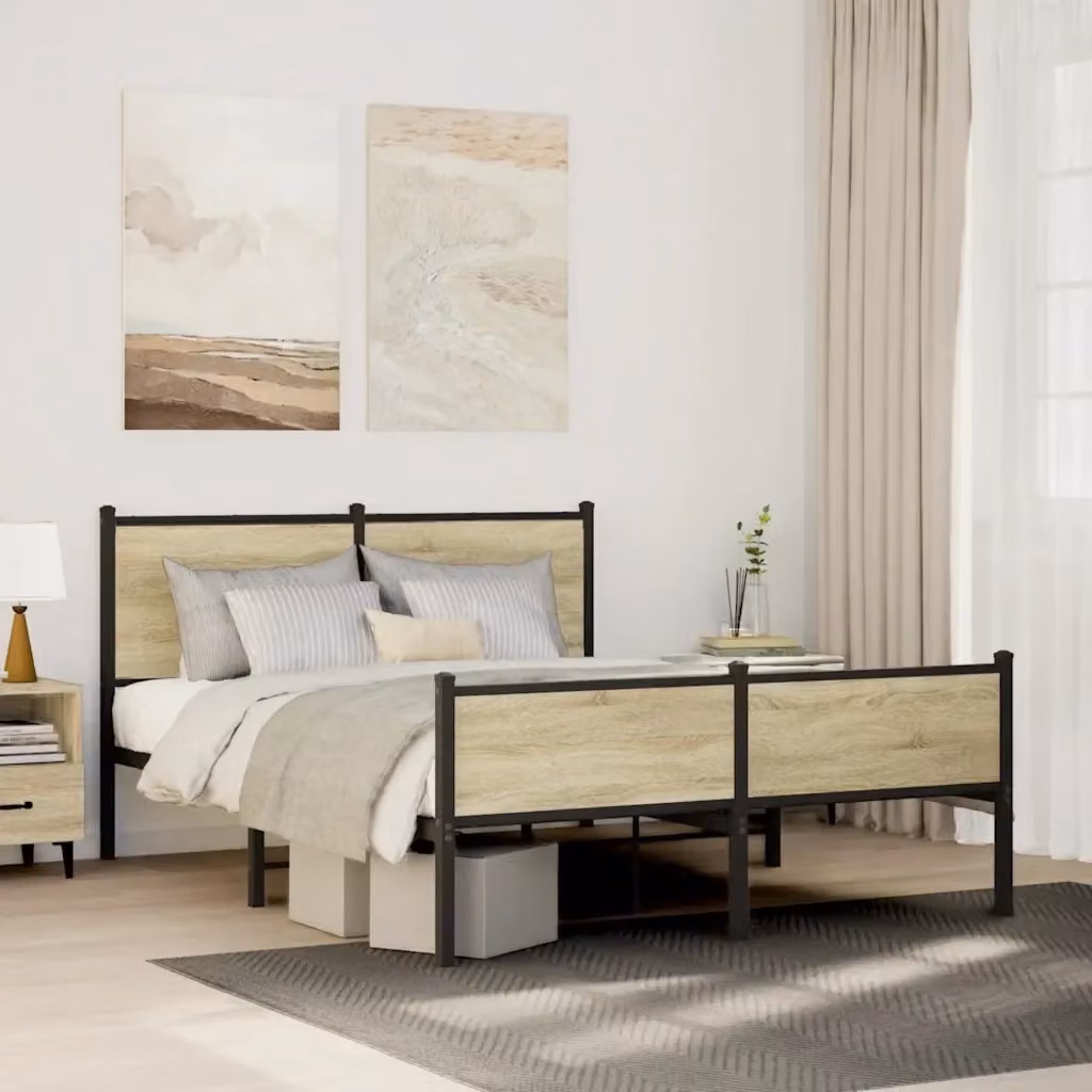 Letto matrimoniale Design In in metallo e legno color rovere sonoma marrone L/P/H: 140 x 190 x 91,5 cm – 2