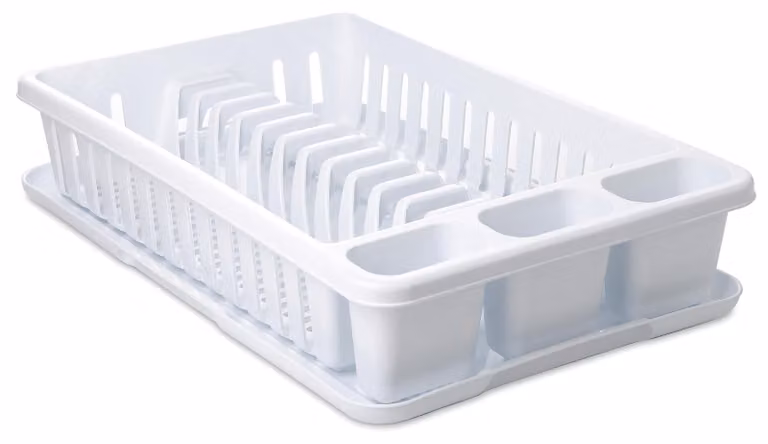 Scolapiatti in metallo con vaschetta raccogli gocce, dimensioni 34x48,5x24,5 cm, per la cucina
