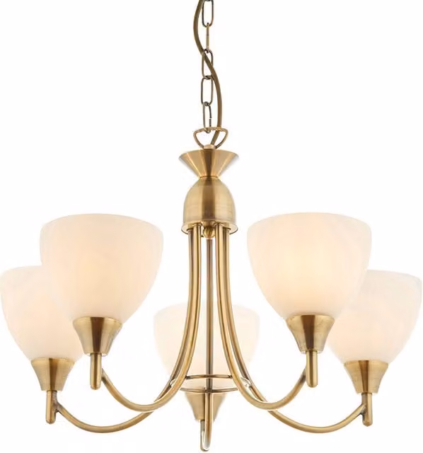 Lampadario classico ottone anticato 5 luci E14 Alton