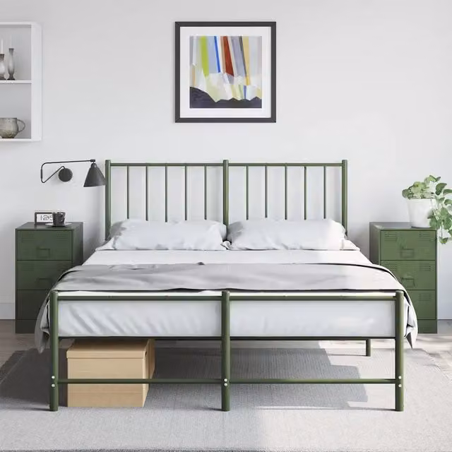 Set di 2 comodini moderni vidaXL in metallo verde da appendere a parete L: 34,5 cm, P: 39 cm, H: 62 cm