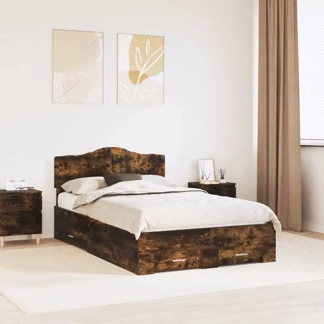 Struttura del letto-Giroletto Rovere fum¨¦ 120 x 190 cm Legno multistrato 243948
