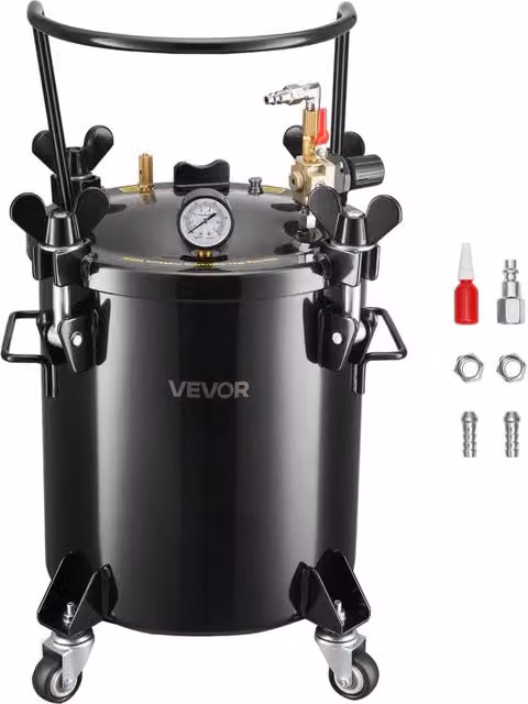Serbatoio a pressione 20 L in acciaio R8363H con 3 attacchi rapidi robusto e pratico per fai da te officina