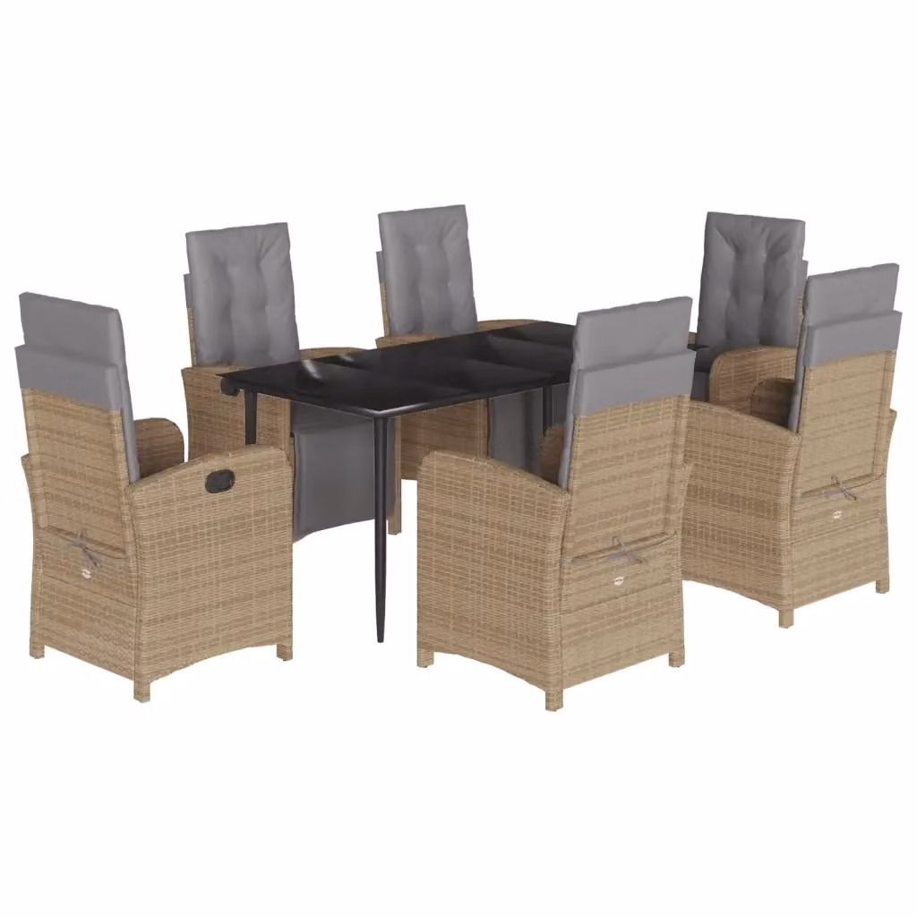 Set da pranzo da giardino VIDAXL in polyrattan con 7 pezzi e cuscini beige – 2