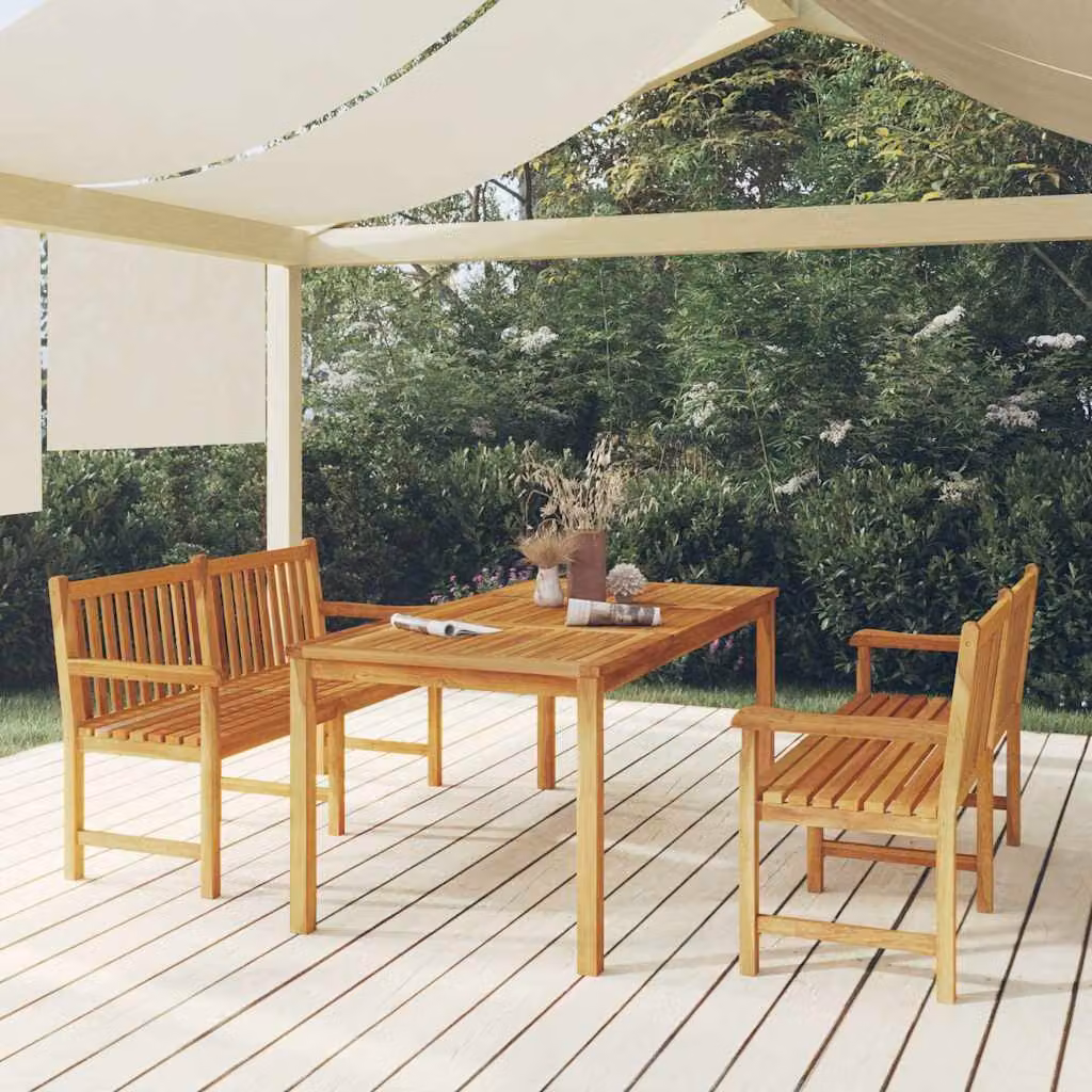 Set da Pranzo per Giardino vidaXL in Legno di Teak Marrone, 3 Pezzi, Design Moderno e Impermeabile
