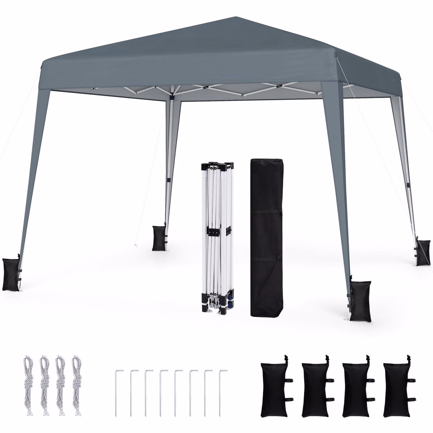 Gazebo pop-up COSTWAY 3x3 m, gazebo pieghevole regolabile in altezza, gazebo da giardino idrorepellente e trasportabile, tenda da giardino con protezione solare e borsa per il trasporto, grigio