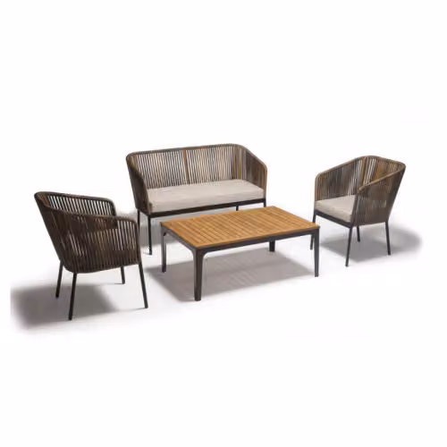 Set sedie e tavolo da esterno 4 pezzi realizzato in metallo verniciato