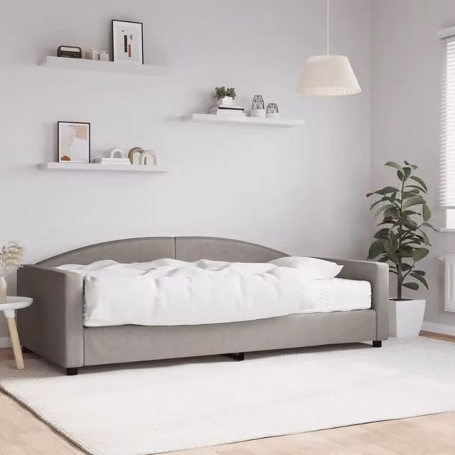 Divano Letto Moderno vidaXL in Tessuto con Materasso in Schiuma, Grigio o Beige, L/P/H: 223 x 110 x 75 cm, Dimensioni Materasso: 100 x 200 cm – 1