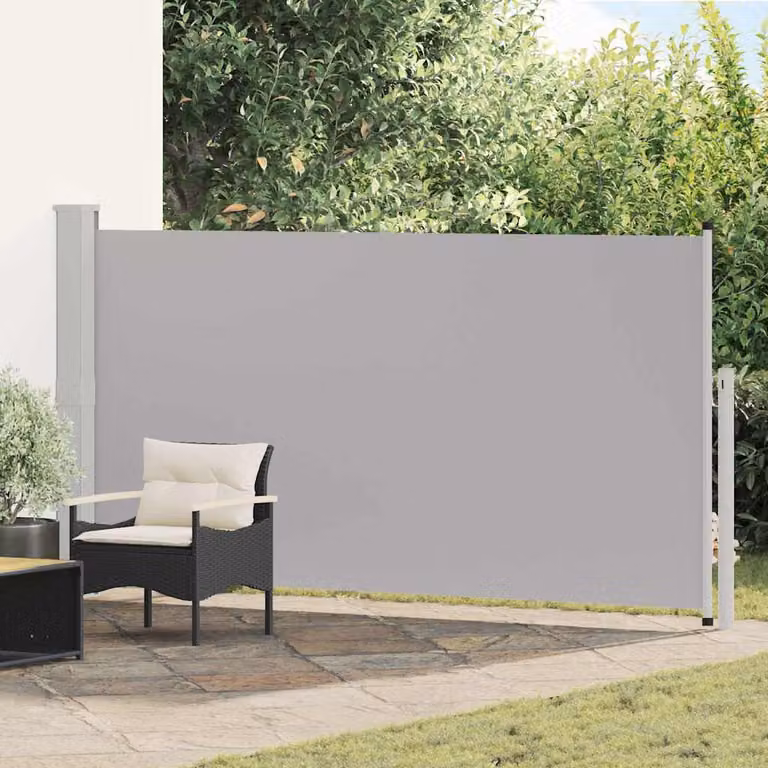 Tenda Laterale Retrattile per Patio vidaXL in Poliestere e Acciaio, Grigio, L: 300 cm, H: 170 cm