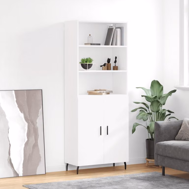 Credenza moderna vidaXL bianca con ante a battente e ripiani interni L: 69,5 cm, P: 34 cm, H: 180 cm