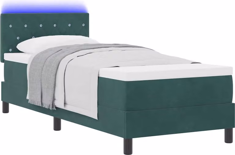 Letto a Sorgente LED con led Verde Scuro 80 x 200 cm Velluto