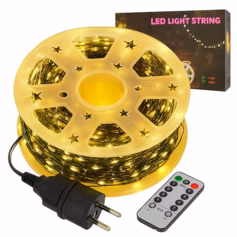Luci natalizie per interni ed esterni, 500 LED, cavo da 50 metri, luce bianco caldo, modello LAMP48
