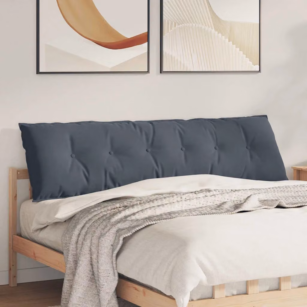 Cuscino per schiena ergonomico vidaXL in velluto a coste grigio, L: 180 cm x P: 50 cm