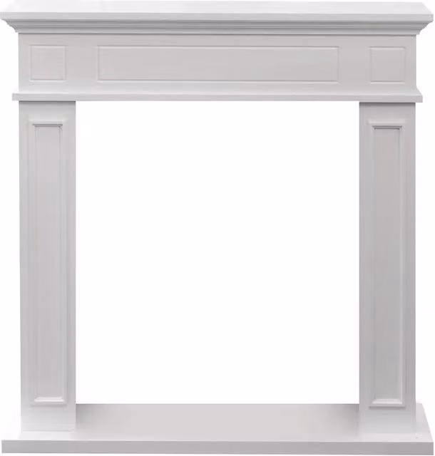Jefferson - Cornice per Camino 89,5x90,5x28 cm Rivestimento Decorativo in Legno MDF Bianco