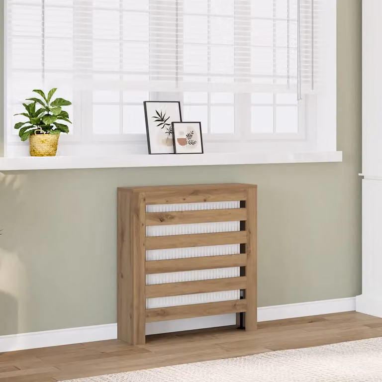 Copertura per radiatori vidaXL in legno MDF color rovere, L 78 cm x P 20 cm x H 82 cm