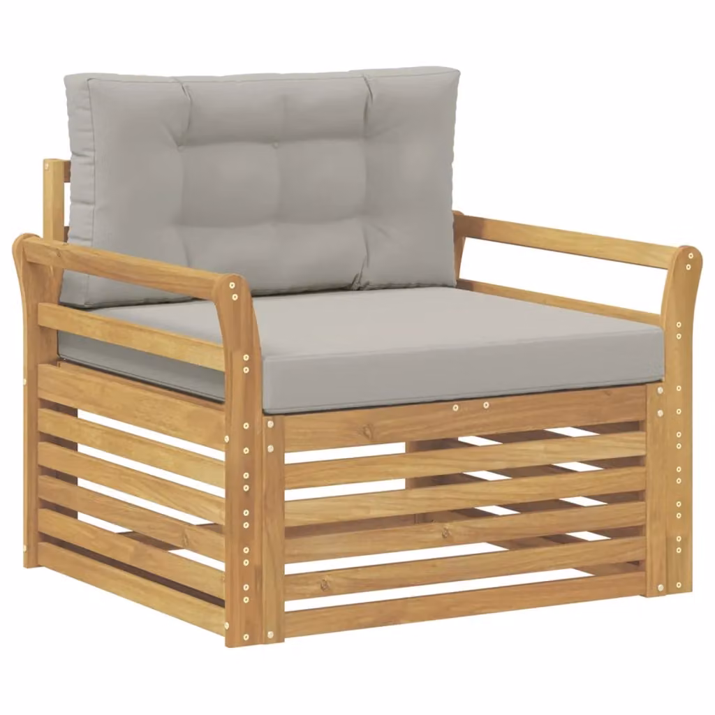 Divano da esterno moderno vidaXL in legno di acacia e tessuto bianco e grigio