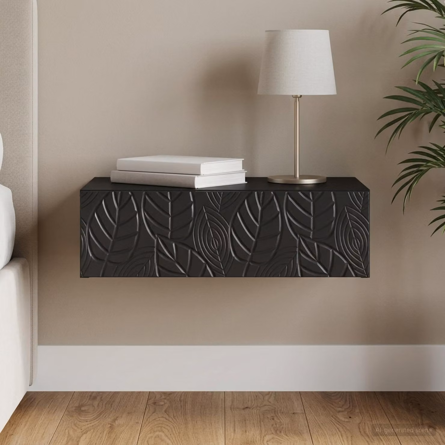 vidaXL Tavolino da Parete Laterale Moderno Nero L: 59 cm, P: 34,5 cm, H: 17 cm